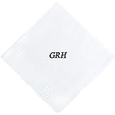 Monogrammed Handkerchief for Men Valentines Day Gifts for Him Soft Cotton Men's Initial Letter Hanky Groom Wedding Hankerchief Personalized