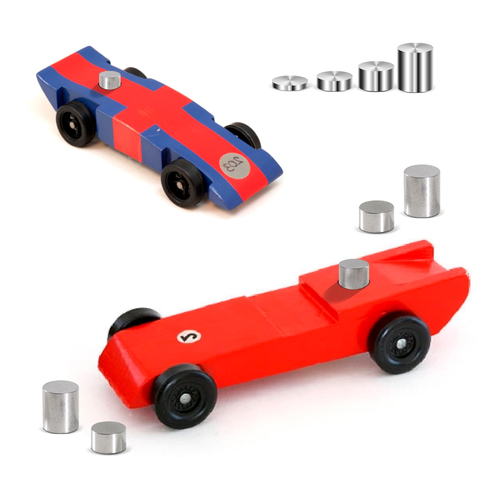 Tungsten Weights 3.75 Ounce 3/8 Inch Incremental Cylinders Car Weights Compatible with Pinewood Car Derby Weights, 16 Pieces, 4 Sizes