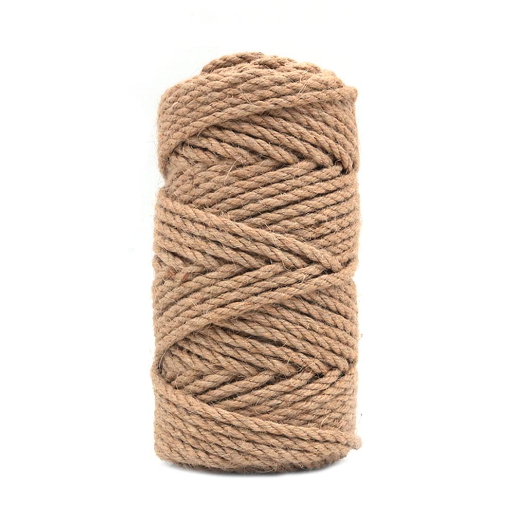 ANCLLO Strong Natural Jute Twine 5mm Thick 50 Meters Long Jute String Rope Roll for Garden Arts Crafts Home Decor Packaging