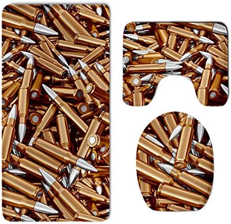 HOMESTORES Bathroom 3-Piece Mat Sets Pedestal Mat + Lid Toilet Cover + Bath Mat Doormat Non-Slip Rug