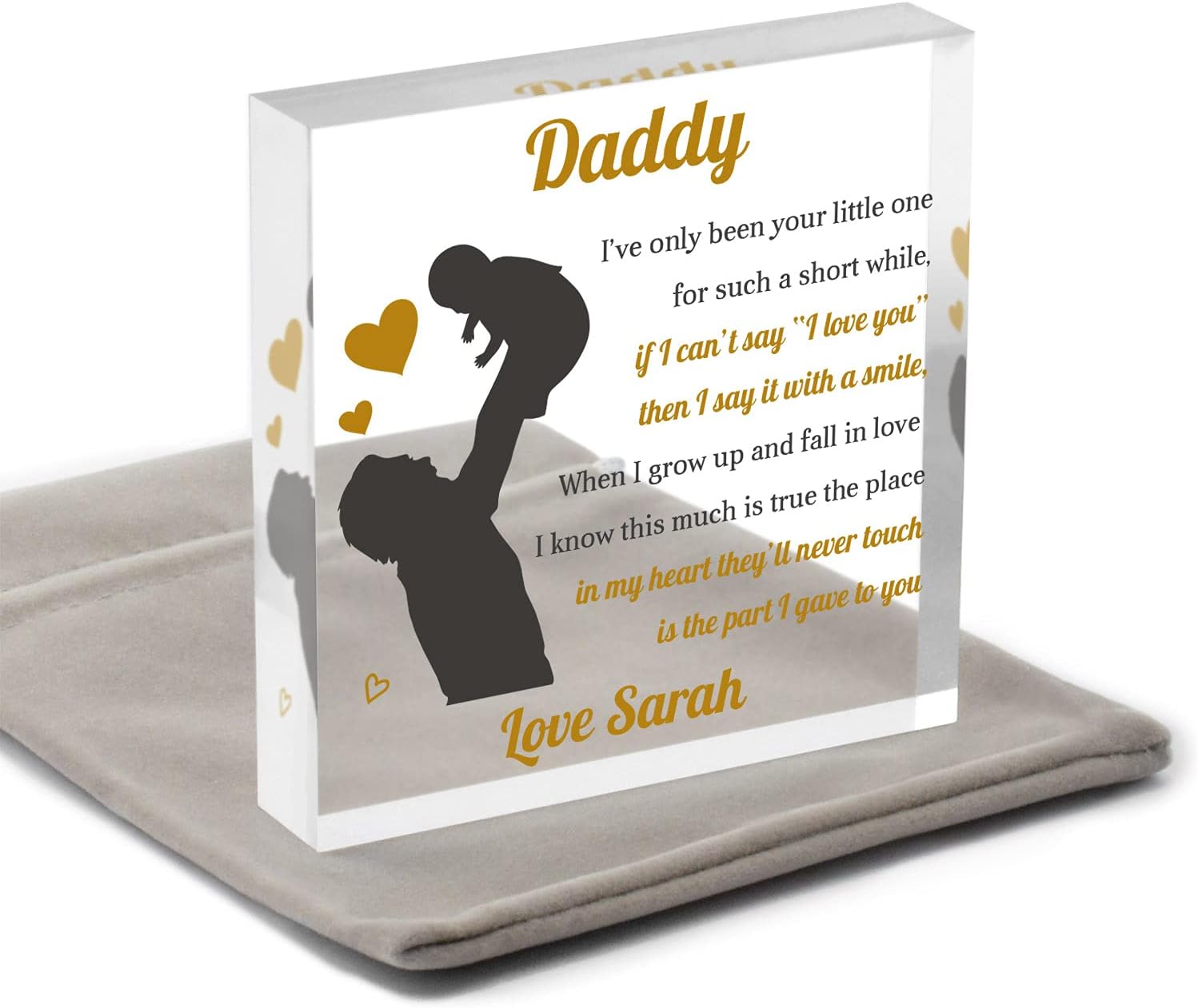 I Love You Daddy Poem Gifts - PERSONALISED Gifts for Daddy From Baby Boy Girl Son Daughter - Fathers Day Gifts for Daddy - New Dad Gifts - Daddy Birthday Christmas - ANY NAMES - With Grey Bag