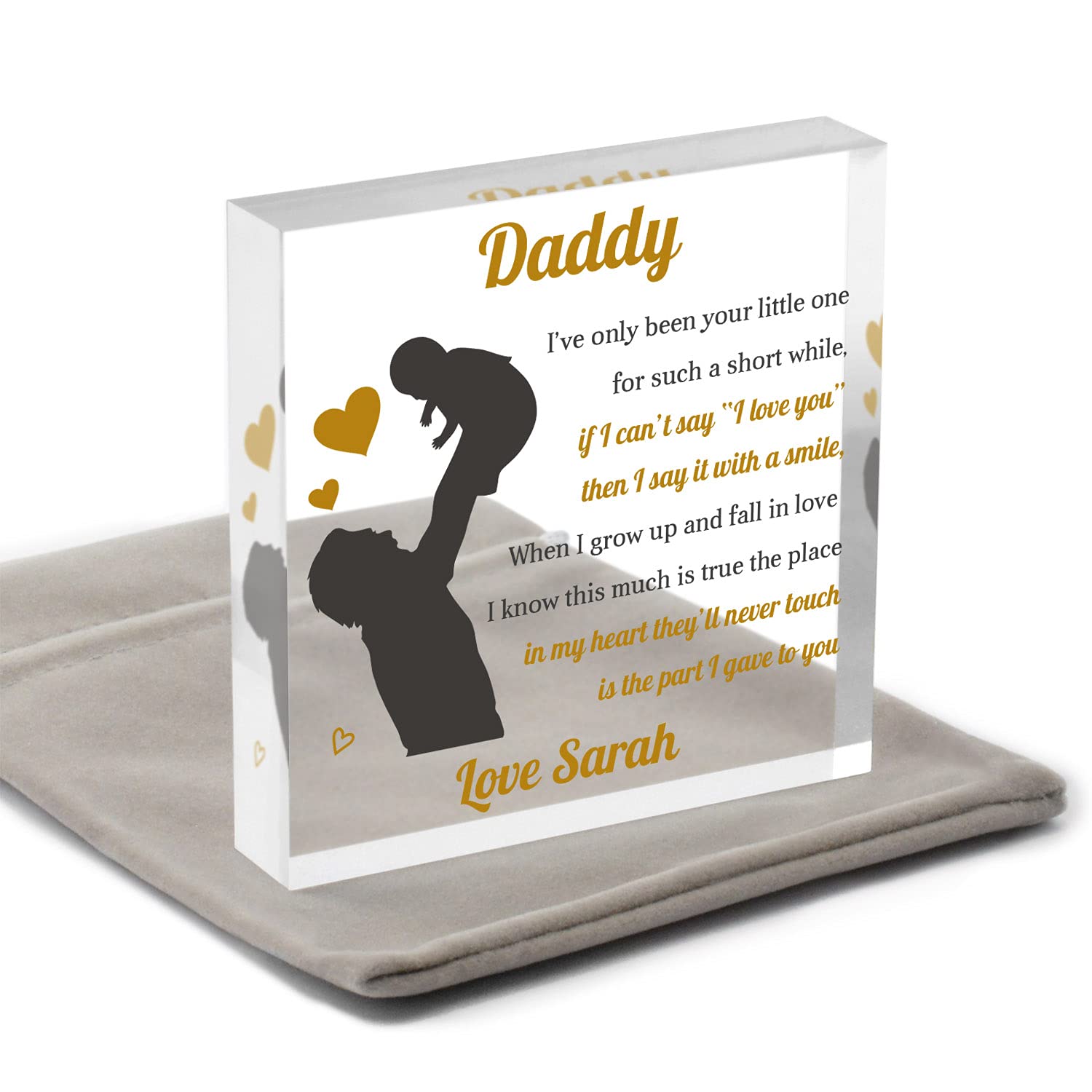 I Love You Daddy Poem Gifts - PERSONALISED Gifts for Daddy From Baby Boy Girl Son Daughter - Fathers Day Gifts for Daddy - New Dad Gifts - Daddy Birthday Christmas - ANY NAMES - With Grey Bag