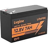 LVGINE 12V 7Ah LiFePO4 Battery, 2000+ Deep Cycle Lithium Iron Phosphate Rechargeable Battery for Ride on Toys, Solar/Wind Power, Small UPS, Lighting, Power Wheels, Fish Finder