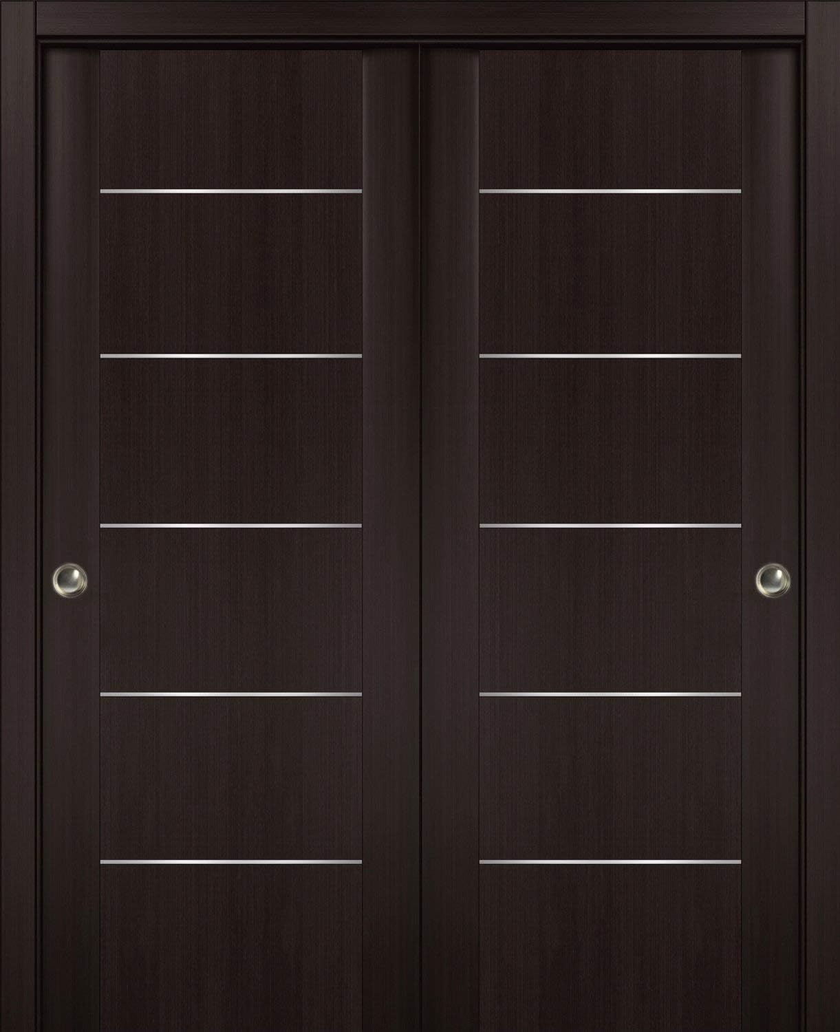 0030 Planum Hardware Black with 80 x 48 Doors Brown Sliding Bypass