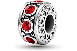 KunBead January-December Birthstone Birthday Heart Bead Charms Compatible with Pandora Bracelet for Mom Daughter Grandma Granddaughter Nana Auntie Wife Sister Best Friend