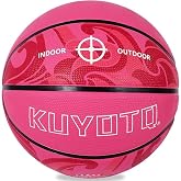 KUYOTQ Kids Toddler Youth Adult Size (3~7) Basketball Thickened Rubber or Leather Small Mini Basketball Soft Touch in &amp; Outdoor Wear Resistant Basketball for Boys Girls Basketball Gifts (Deflated)