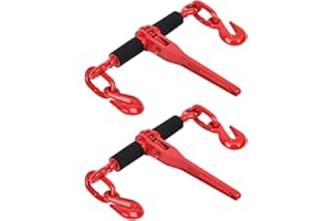 Lechansen Chain Binders Ratcheting 1/4”-5/16” with Grab Hooks 2,200 LBS Secure Working Load, Adjustable Length Heavy Duty Ratchet Binders for Grade 70-80 Chains, Towing, Tie Down, Hauling, 2 Pack