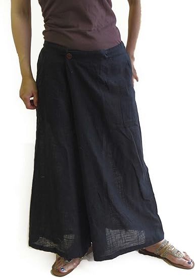Amazon インド綿ワイドパンツ 黒 ロングパンツ 通販