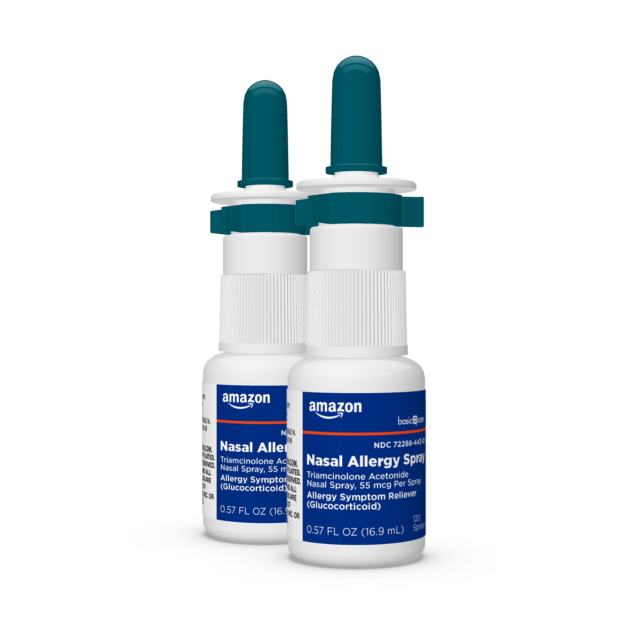 Amazon Basic Care Multi-Symptom Triamcinolone Acetonide Nasal Allergy Spray, 55 mcg, 0.57 fl oz (Pack of 2)