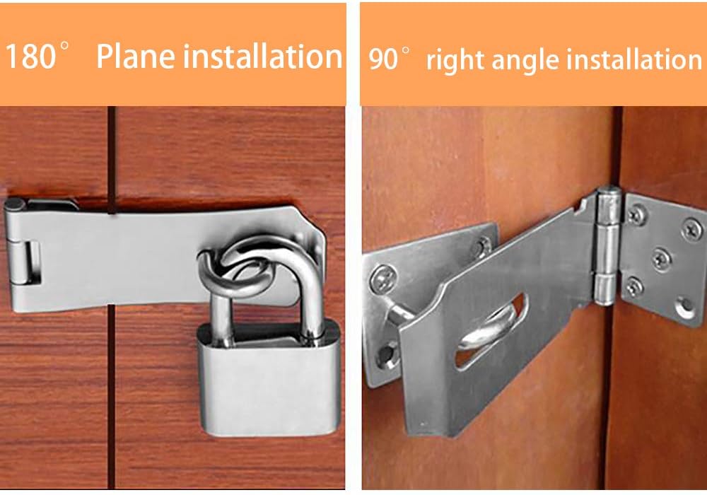 Alise MS9-5B Padlock Hasp Door Clasp Gate Lock SUS 304 Stainless Steel Finish, Silver - - 