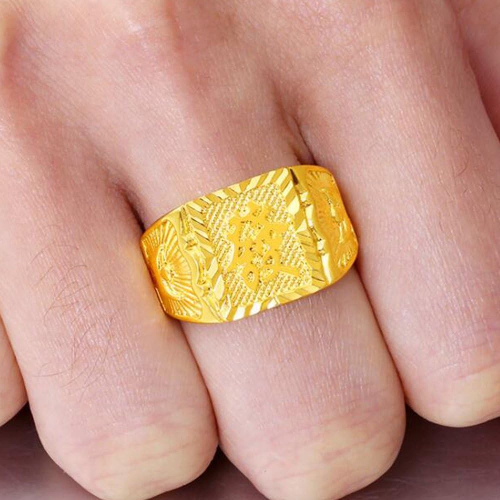 Stainless Steel Gold Plated Luxurious Chinese Character Style RICH