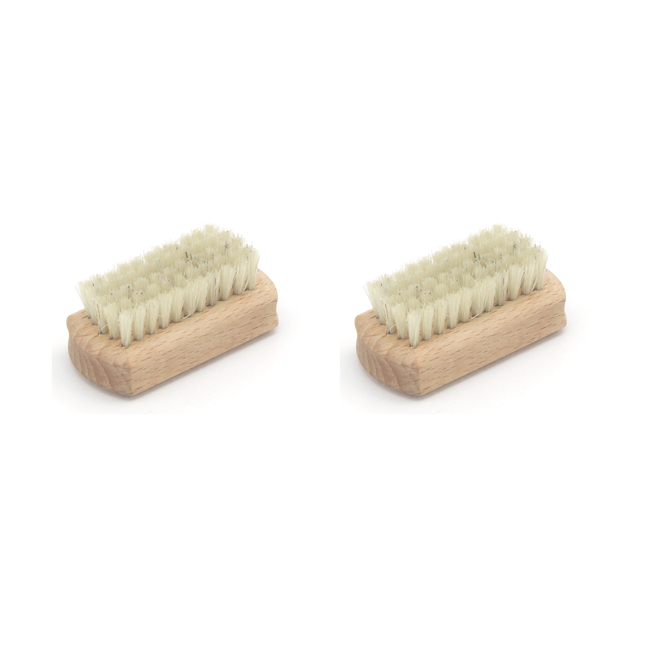 Photo 1 of M.Vita 2 Pack Small Wood Nail Cleaning Brushes with Real Boar Bristle Eco Friendly Gentle Nail Care, Beige