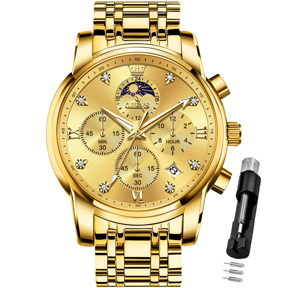 OLEVS Men's Watch Designer Square Luxury Automatic Self Winding Skeleton Brown Breathable Leather Strap Dress Multi-Calendar Waterproof Moon Phase Stylish Suitable Gift