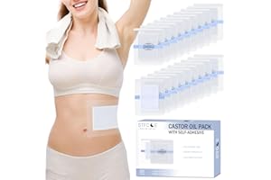 STFOCE 20pcs Castor Oil Pack Wrap, Silicone Castor Oil Pack for Sensitive Skin, No Irritation Castor Oil Pack Wrap Self-Adhesive, Leak-Proof, Soft Feel, Portable (1 Count (Pack of 20))