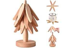 JILITSE Tree Coasters, Wooden Trivets for Hot Dishes, Trivets for Hot Pots and Pans, 3 Wooden Trivet with Stand, Tree Shape Trivet Set Coaster for Hot Dishes, Pot, Bowl, Coffee, Teapot