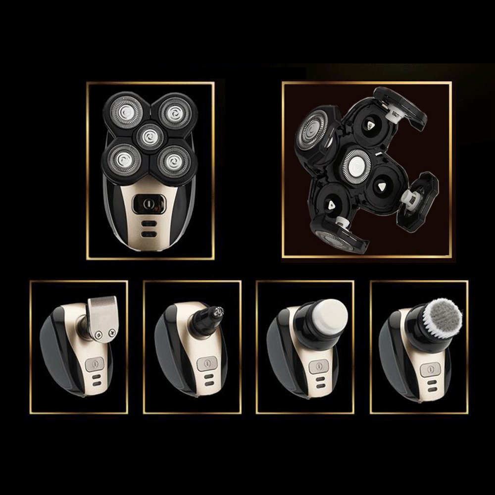 Men\'s Electric Shaver 4D Rotary Shavers Wet & Dry Beard Trimmer Cordless Sideburn Trimmer USB Rechargeable 5 in1 Waterproof Mens grooming kit