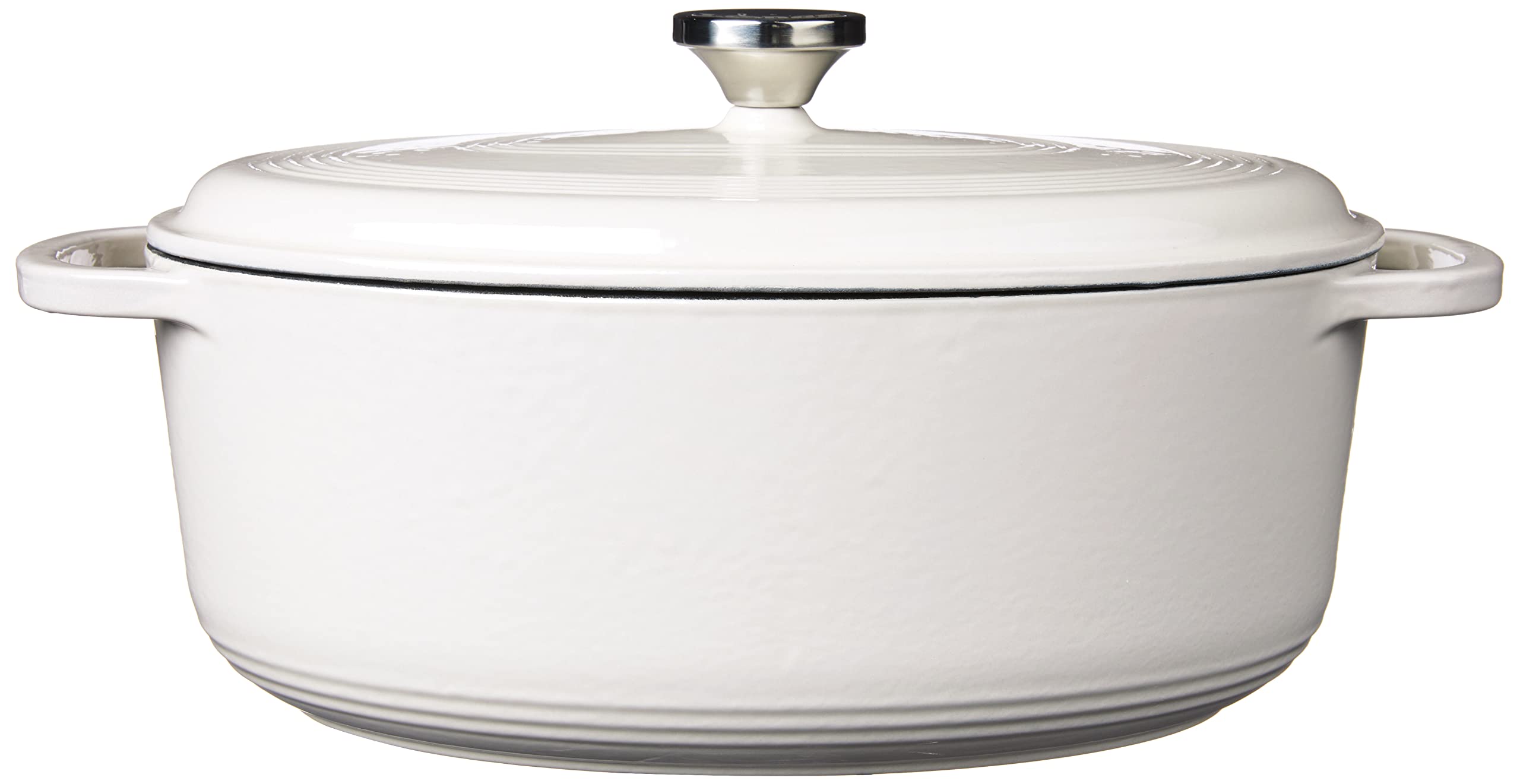 Lodge 7 Quart Enameled Cast Iron Oval Dutch Oven with Lid – Dual Handles – Oven Safe up to 500° F or on Stovetop - Use to Marinate, Cook, Bake, Refrigerate and Serve – Oyster White