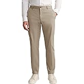 Mens No Iron 4-Way Stretch Dress Pants with Flex Waistband Flat Front Suit Pants for Men