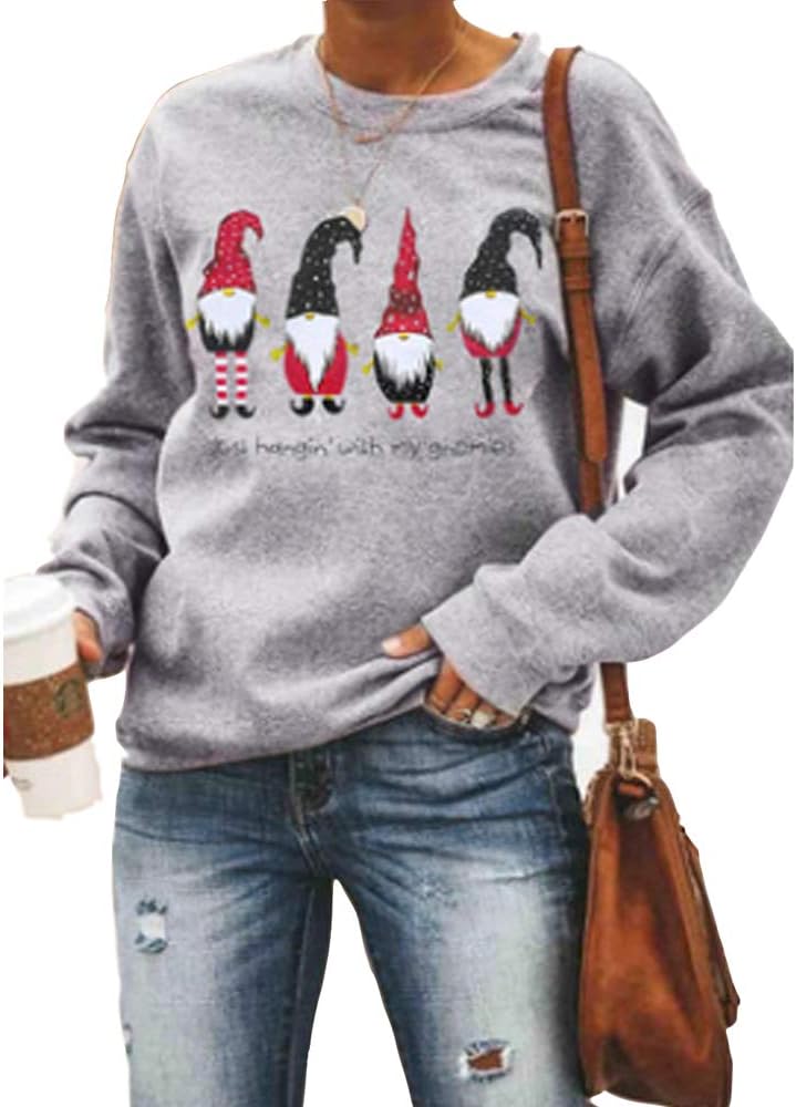 Women Long Sleeve Sweatshirt Autumn Crew Neck Christmas Tree Casual Pullover Tops Womens Fashion Printed Sweatshirts