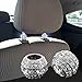 Bling Car Decor Crystal Bling Car Seat Headrest Decoration Charms, Rhinestone Bling Car Accessories for Women, Diamond Interior Car Seat Accessory, Headrest Collar Charms, Car Glam (Round 2 pc)