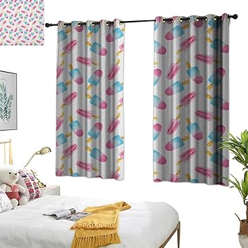 Amazon Com Warm Family Turquoise Curtains Ice Cream Pattern With