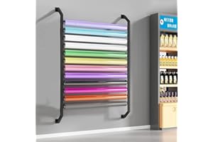 Wall Mount Fabric Roll Storage Rack, Metal Holder for 12/24 Rolls Car Vinyl & Color Change Film(Size:Can Hang 12 Rolls,Color: