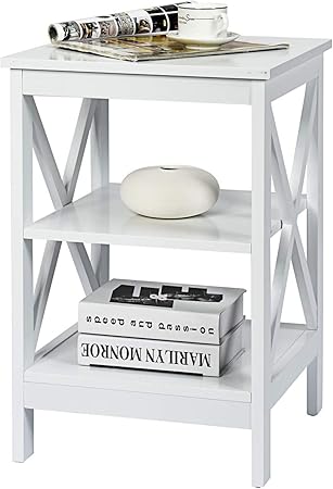 Costway Bedside Table 3 Tiers Multifunctional Nightstand Storage Unit Living Room Bedroom Sofa Side End Table White Amazon Co Uk Kitchen Home