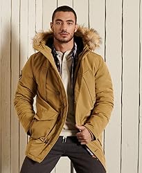 Superdry Mens Everest Parka Coat, Slim Fit Camel