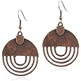 ANDPAI Handmade Unique Bohemian Tribal Hoop Spiral Earring Vintage Gold Silver Geometry Dangle Drop Earrings for Women
