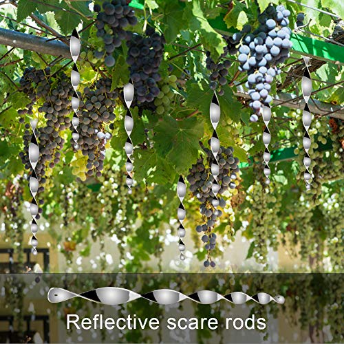 MorTime 30 Pack Bird Repellent Reflective Scare Rods,Ornamental Spiral