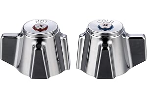 sepaitek Metal Hand Wash Sink Faucet Handle, Commercial Faucets Parts Replacement Knob Handle, A Pair of Hot and Cold Knob Handles