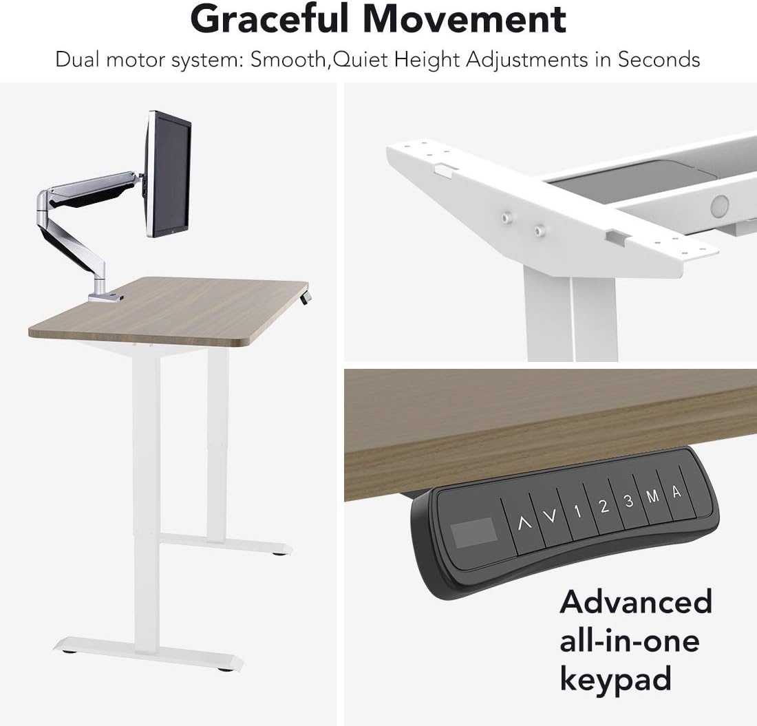 FLEXISPOT Standing Desk Dual Motors,Sit Stand Desk Height Adjustable Desk Stand Up Desk Electric Standing Desk Adjustable Standing Desk with Memory Smart Pannel EB2 Series (White Frame Only) - Image 5