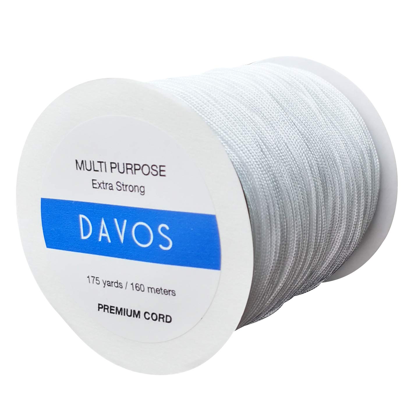 Nylon Cord Extra Strong Braided String 1.5mm x 175yds for Wind Chimes Re-Stringing Jewellery Making Beading Thread Shamballa Necklaces Bracelets Window Blinds DIY Repairs (White, 160m)