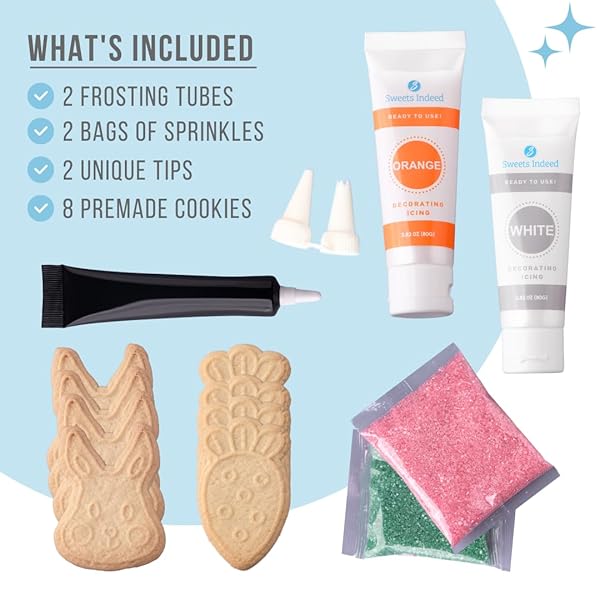 SWEETS INDEED SPRING COOKIE DECORATING KIT PLUS SPRINKLES FROSTING TUBES NOZZLES 14.17 OUNCES PERFECT FOR BAKING AND COOKIE DECOARTING