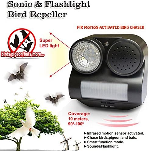 GreatHouse PIR Sensor Birds Repeller Garden Sound Flaslight Animal Expeller
