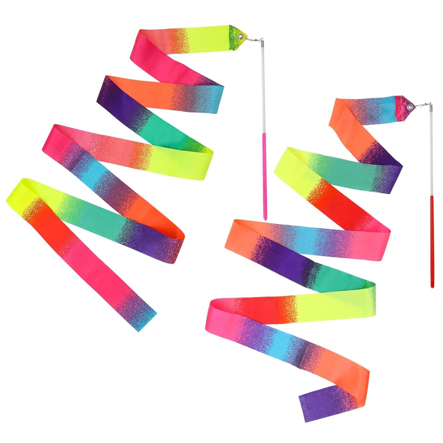 2 Multicolored Gymnastics Ribbons for Children & Adults | 2-Meter Ribbon for Dance, Gymnastics, Rhythmic Gymnastic, Circus, Floor Exercises, Competition | Ballerina Accessories | Aerobik®| OriginalCup