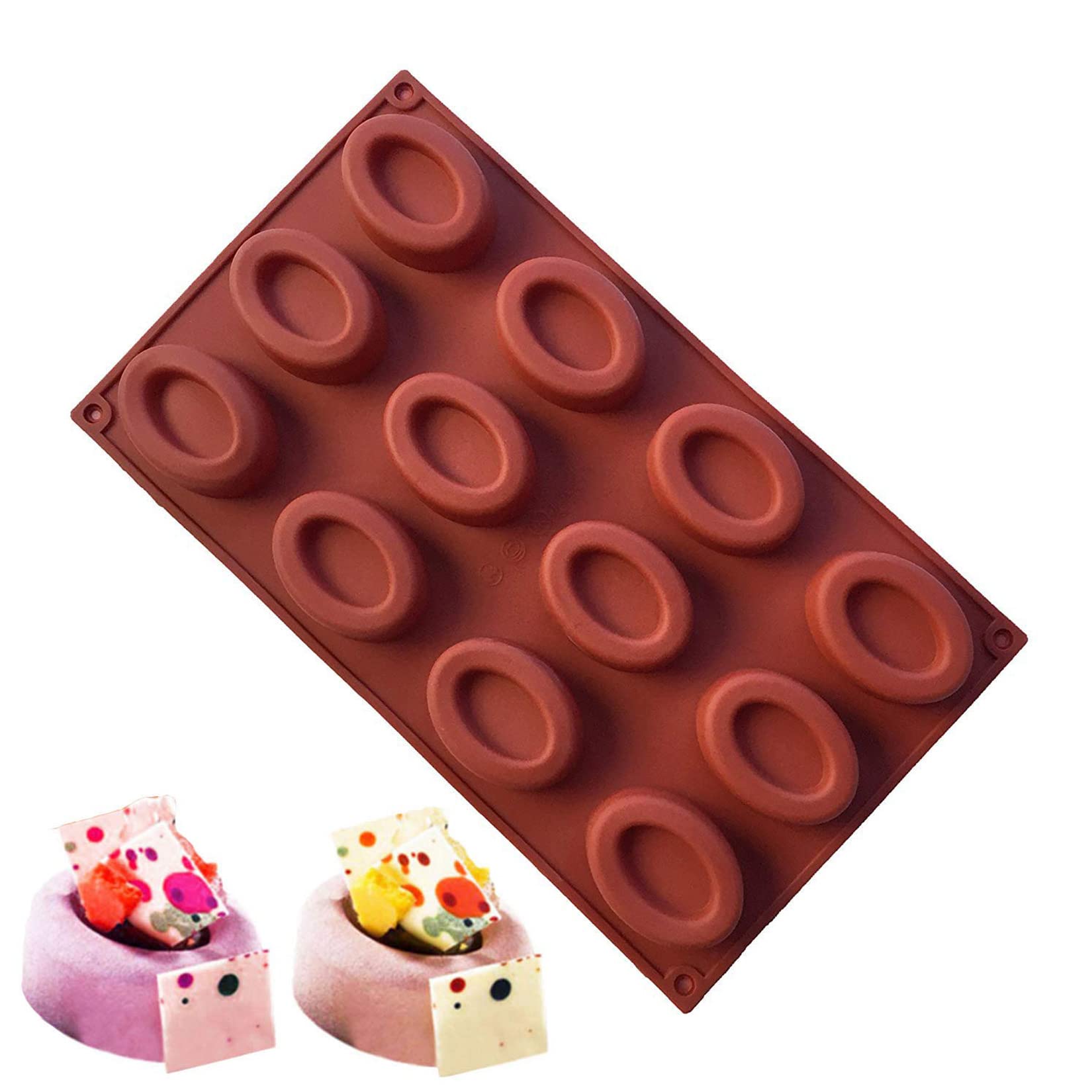 Silicone Mould,MKNZOME 12 Cavity Dome Silicon Bakeware Cake Baking Mold Tray for Cake Soap Jelly Pudding Candy Chocolate Ice Cream Bombes