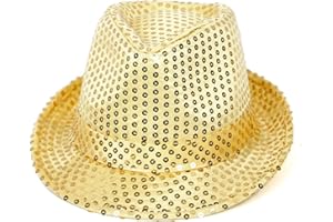 Ankelesz Sequin Hat for Man and Women,Western Sequin Fedora Hat Bling Dance Hats