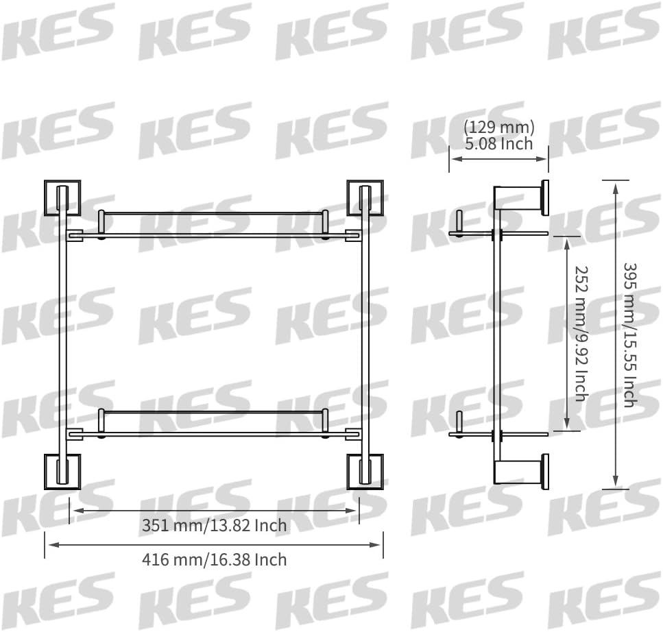 KES Bathroom Glass Shelf 2 Tier 16-Inch Tempered Glass Shower Caddy Bath Basket Stainless Steel RUSTPROOF Wall Mount Brushed Finish, A2420B-2: Home & Kitchen