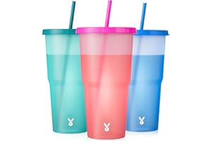 Meoky Plastic Cups with Lids and Straws - 3 Pack 40 oz Tumblers Bulk, Reusable Color Changing Cups for Party, Car, Women, Adu