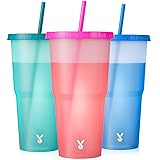 Meoky Plastic Cups with Lids and Straws - 3 Pack 40