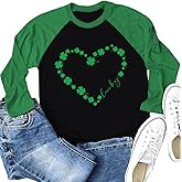 St. Patrick's Day Shirts for Women Raglan Long Sleeve Lucky Shamrock Graphic Irish Shirts Spring Casual Tops