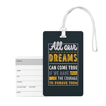 100yellow Luggage Tags- Motivational Print PVC Bag Tag with Silicon Strap- Ideal for Travel
