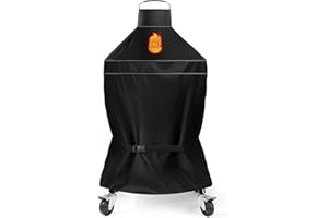 Grill Cover for Kamado Joe & Big Green Egg 18 in Gray Strip – Heavy-Duty Waterproof Smoker Covers for Classic Series – Durable Kamado Joe Accessories for Classic Series & BGE Large by Smoker Chef