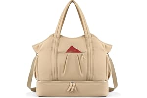 BOSTANTEN Weekender Bags for Women, Waterproof Gym Bag with Shoe Compartment, Ideal Carry-on Bag for Sport and Travel, Brown