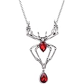 FUTIMELY Vintage Gothic Spider Necklace for Women,Premium Rhinestone Spider Pendant Necklace Punk Style Reptile Animal Necklace Halloween Jewelry (Red)