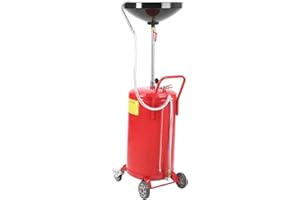 20 Gallon Portable Oil Drain Tank with Adjustable Funnel Height 33"-66", Air Operated Waste Oil Drainer with Wheels for Auto 