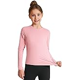 HASMES Girls Long Sleeve Athletic Shirts Kids Quick Dry Lightweight Yoga Tops for Sports Cheer Basic Tees Activewear