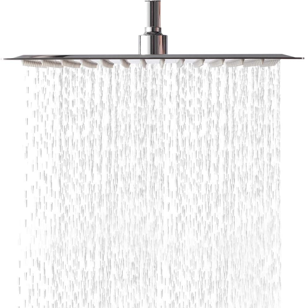 Rainfall Shower Head Chrome - Sarlai 12 Inch Large Rain Solid Square Ultra Thin 304 Stainless Steel Chrome Finish Rainfall Shower Head