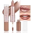 evpct 2 in 1 Nude Brown Glitter Shimmer Shiny lipstick & Liquid Lip Gloss, Metallic Dual Ended Lipstick with Hydrating Lightweight Formula, Shiny Glossy Lip Stick Makeup for Women stay on all Day 03